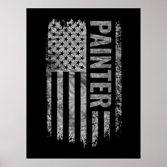 Painter USA Flag Distressed design Poster (Front)