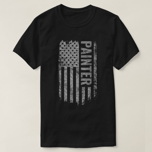 Painter USA Flag Distressed design T-Shirt (Design Front)