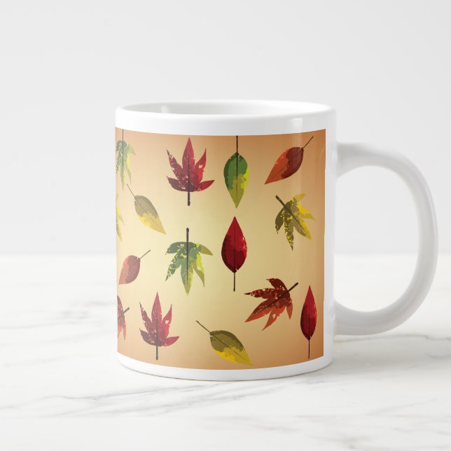 Painterly Autumn Leaves Large Coffee Mug (Right)