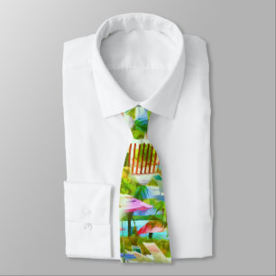 Painterly Bahamas Summer Vacation  Beach Scene Tie