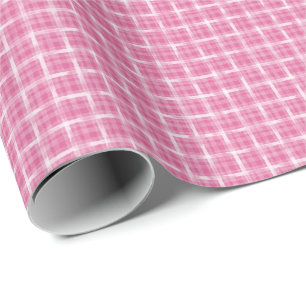 Painterly Berry Pink Plaid Wrapping Paper