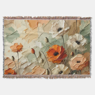 Painterly Bloomscape Throw Blanket