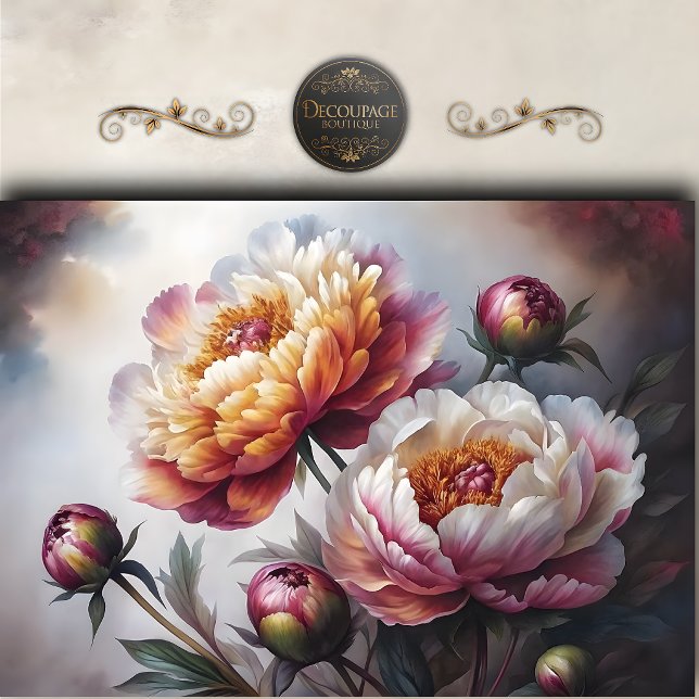 Painterly Blush Peony Decoupage Tissue Paper (Painterly Blush Peony Decoupage Tissue Paper)