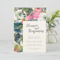 Painterly Botanical Watercolor Pink Green Wedding