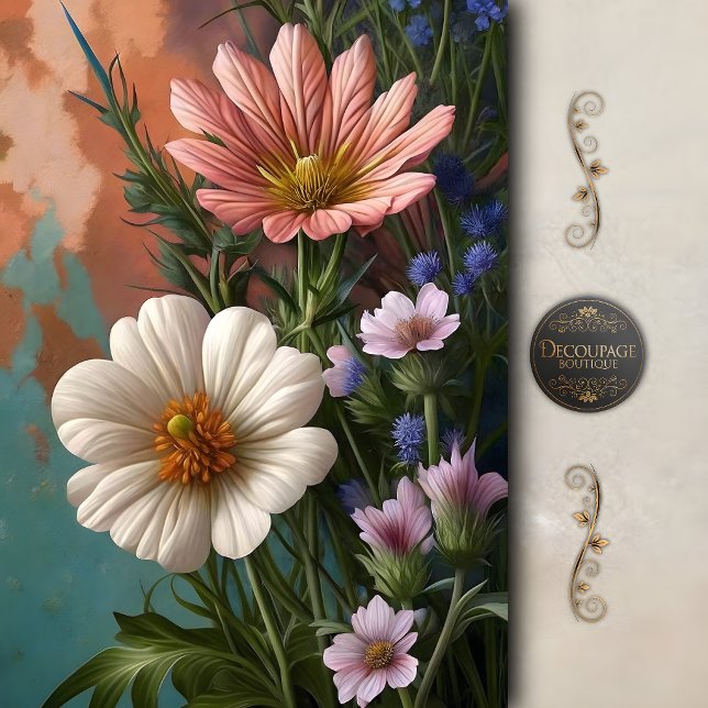 Painterly Cosmos Wildflower Decoupage Tissue Paper (Painterly Cosmos Wildflower Decoupage Tissue Paper)