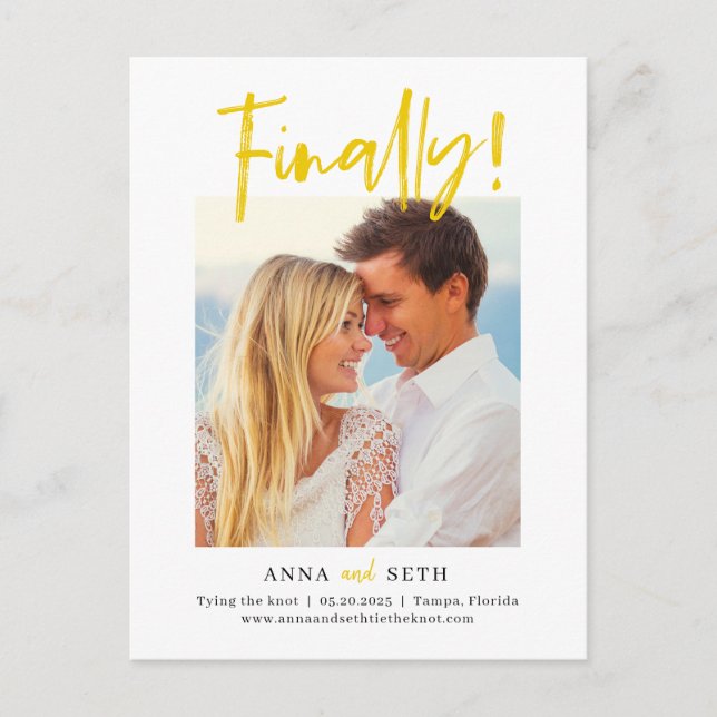 Painterly Finally EDITABLE COLOR Save The Date Postcard (Front)