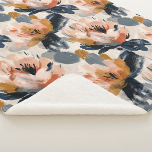 Painterly Floral Botanical Sherpa Blanket