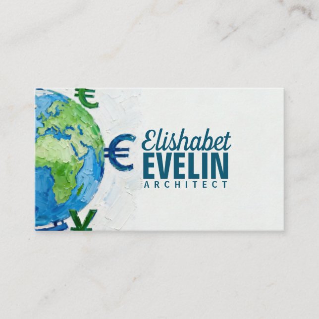 Painterly Globe with Global Currency f32 Business Card (Front)