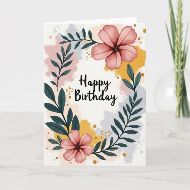 Painterly Happy Birthday Card (Front)