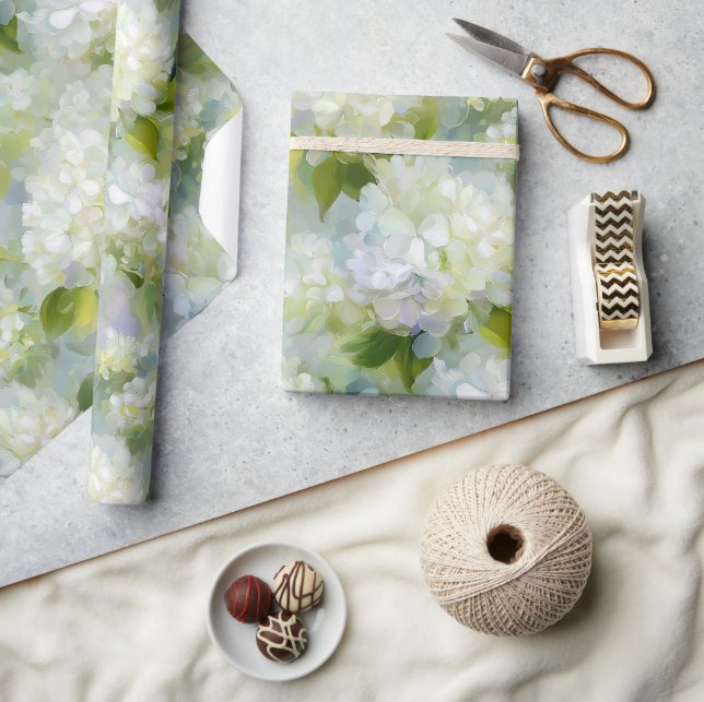 Painterly Hydrangea pattern Wrapping Paper (Crafts)