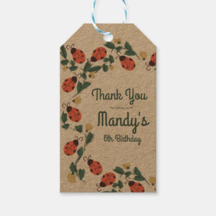 Painterly Lady Bug Birthday Garden Party Gift Tags