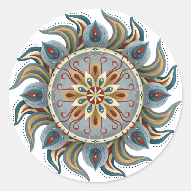 Painterly Mandala Classic Round Sticker (Front)