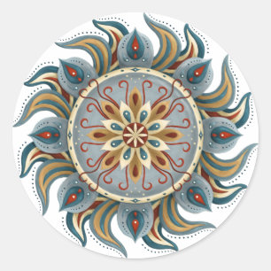 Painterly Mandala Classic Round Sticker