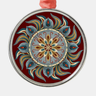 Painterly Mandala Metal Tree Decoration
