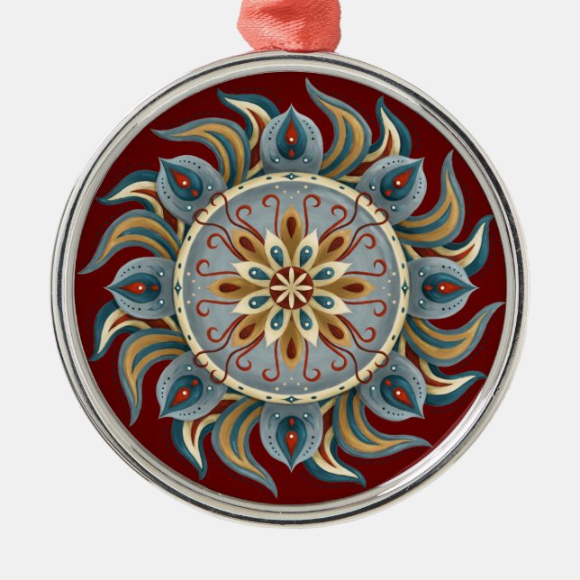 Painterly Mandala Metal Tree Decoration (Front)