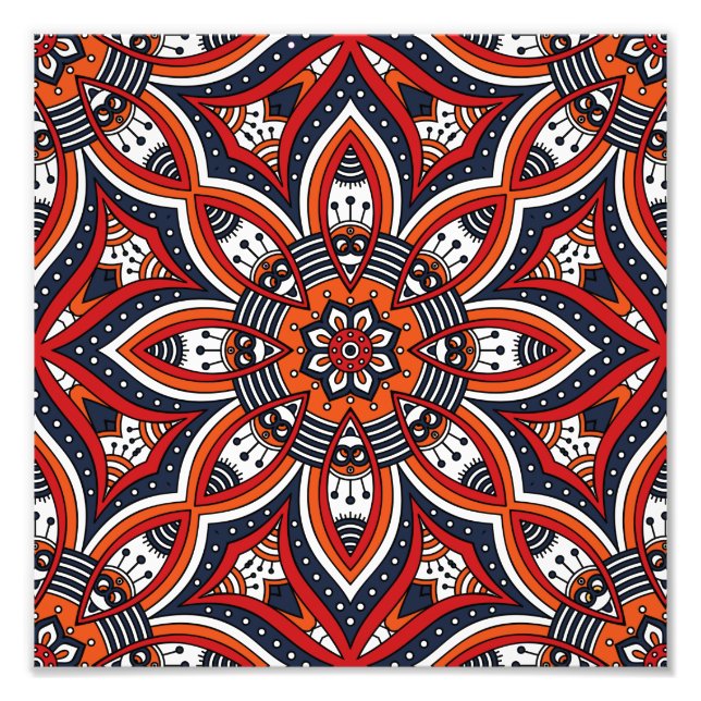 Painterly Nature Boho Floral Mandala Photo Print (Front)