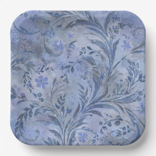 Painterly Periwinkle Smokey Blue Dreamy Hues Paper Plate