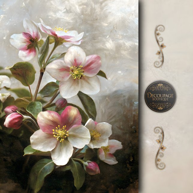 Painterly Pink Apple Blossom Decoupage Tissue Paper (Painterly Pink Apple Blossom Decoupage Tissue Paper)