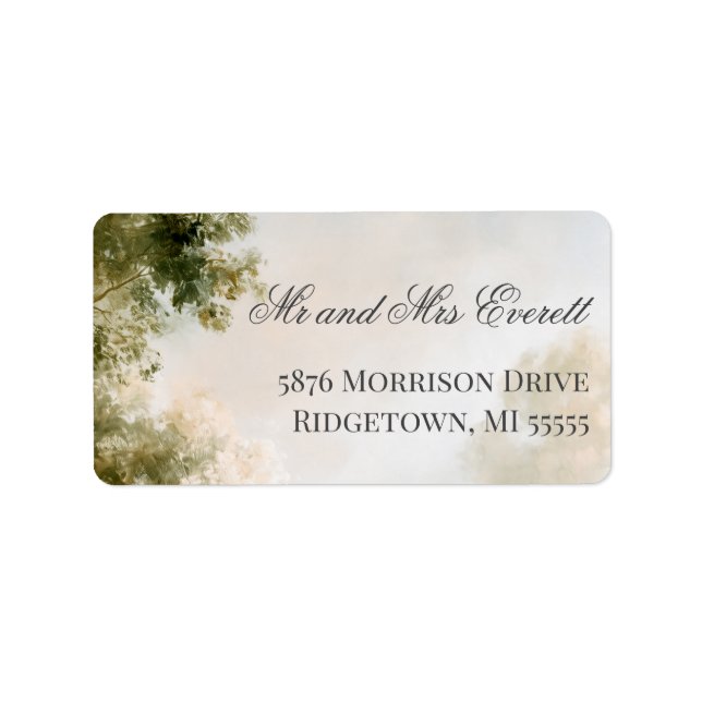 Painterly Romantic Garden Wedding Label (Front)