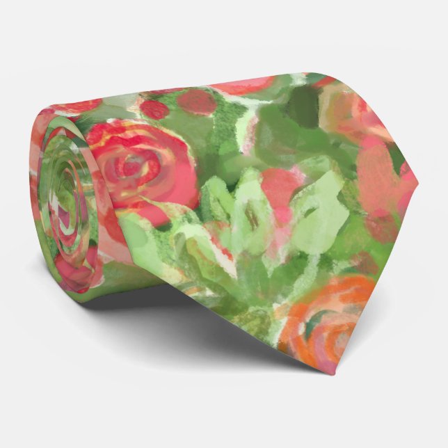 Painterly roses tie (Rolled)