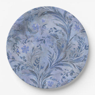 Painterly Smokey Blue Dreamy Hues Paper Plate