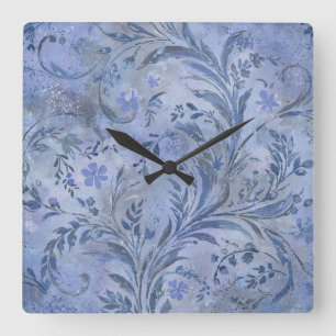 Painterly Smokey Blue Dreamy Hues Square Wall Clock
