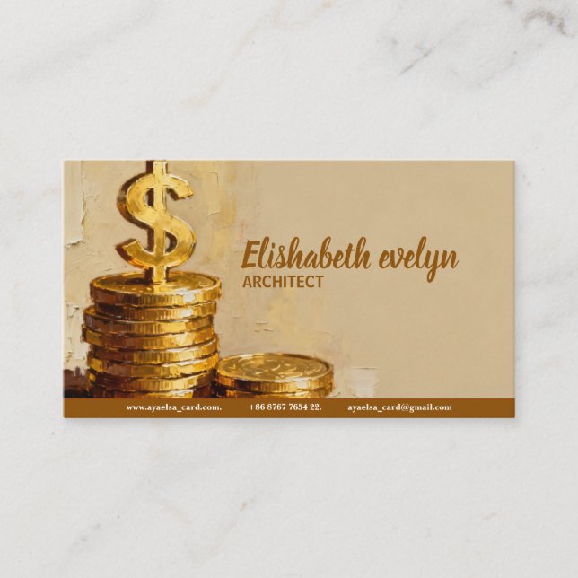 Painterly Stack of Gold Coins f632 Business Card (Front)