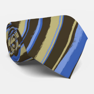 Painterly Striped Brown, Khaki & Peri Two-Sided Tie
