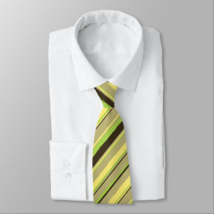 Painterly Striped Khaki, Yellow & Lime Two-Sided Tie