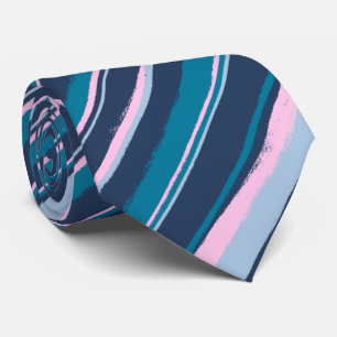 Painterly Striped Pink & Navy Two-Sided Tie