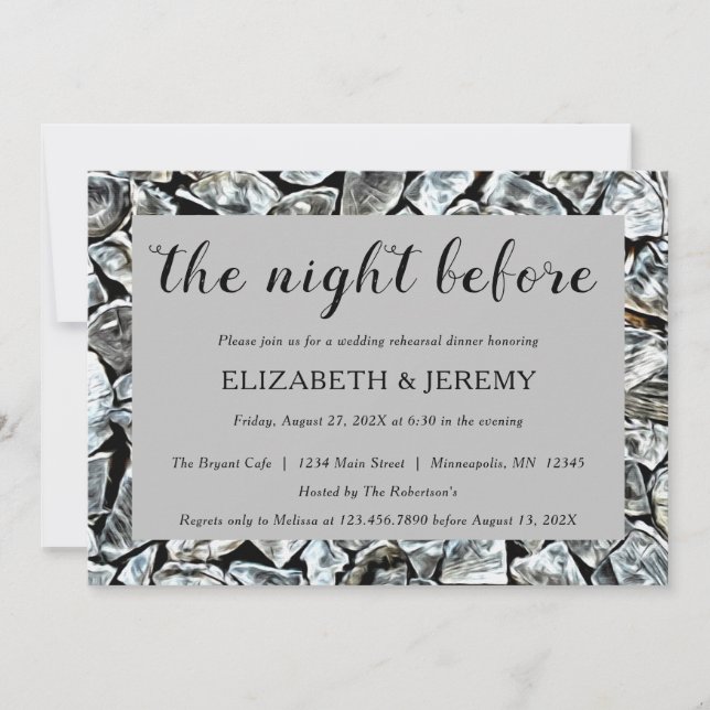 Painterly Styled Woodpile Rehearsal Dinner Invitation (Front)