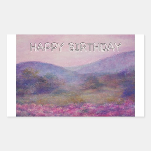 painterly summer nocturne birthday rectangular sticker (Front)