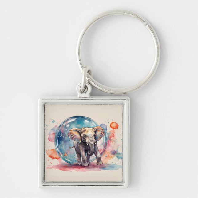 Painterly The Elephant Painting Creative Elephant  Key Ring (Front)