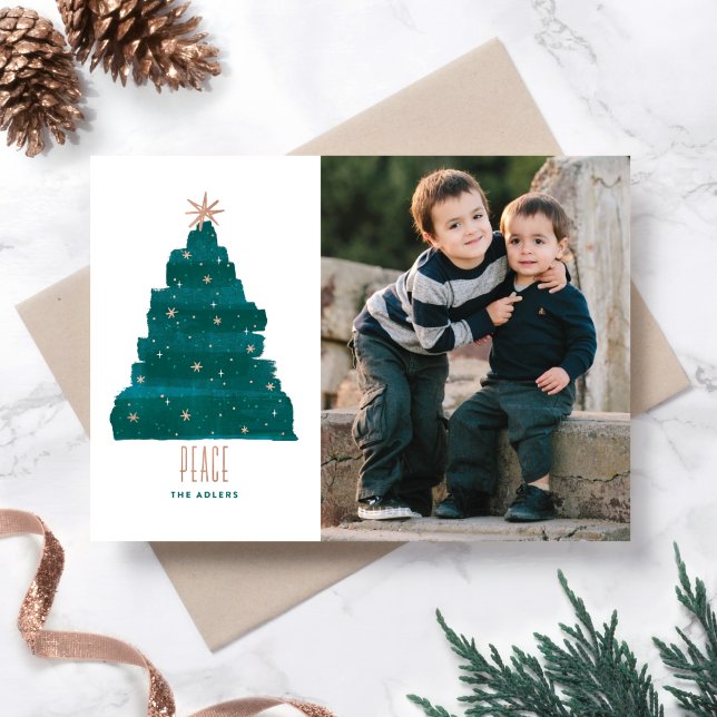 Painterly Tree Christmas Photo Card (Creator Uploaded)
