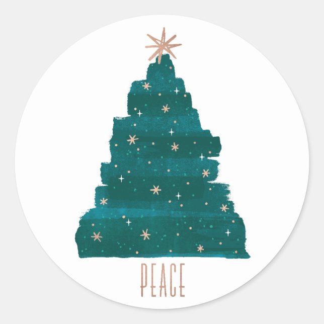 Painterly Tree Holiday Sticker (Front)