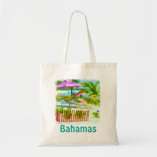 Painterly Tropical Bahama Islands Beach Scene Tote Bag
