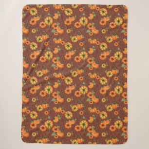 Painterly Watercolor Fall Pumpkins Orange/Rust Sherpa Blanket