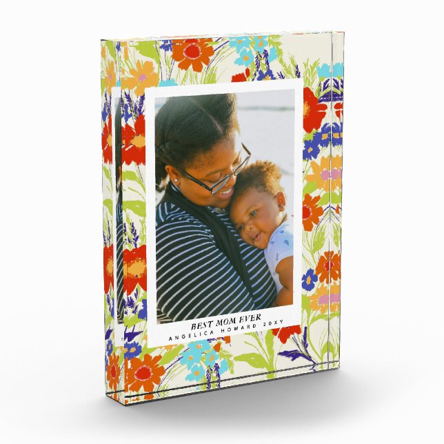 Painterly Wildflower Frame Mother's Day Gift Photo Block (Left)
