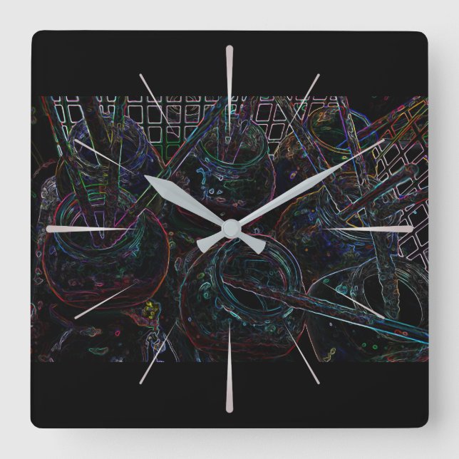 Painter's jars square wall clock (Front)