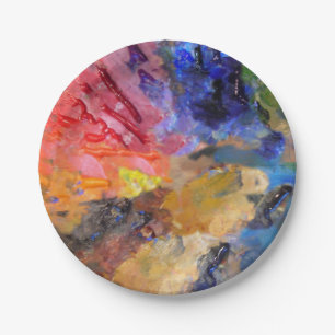 Painter's Palette Colourful Paint Paper Plate
