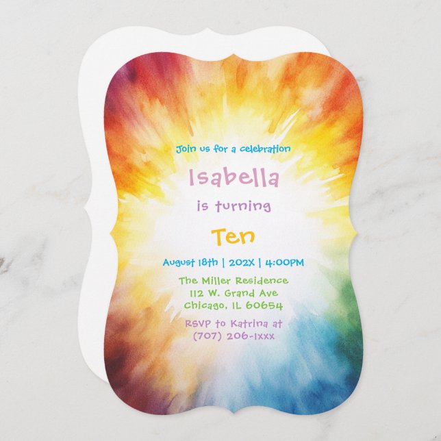 Painting 10th Girl Birthday Invitation (Front/Back)