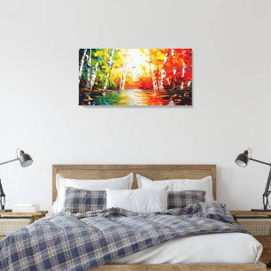 Painting Abstrack a painting of trees and water Canvas Print