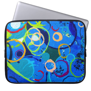 Painting abstract art oil and acrylic color on can laptop sleeve