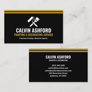 Painting and Decorating Service Modern Black Gold Business Card