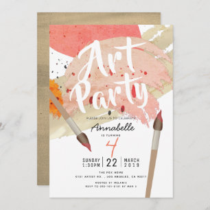 Painting Art Party Modern Chic GIrl Birthday Invitation