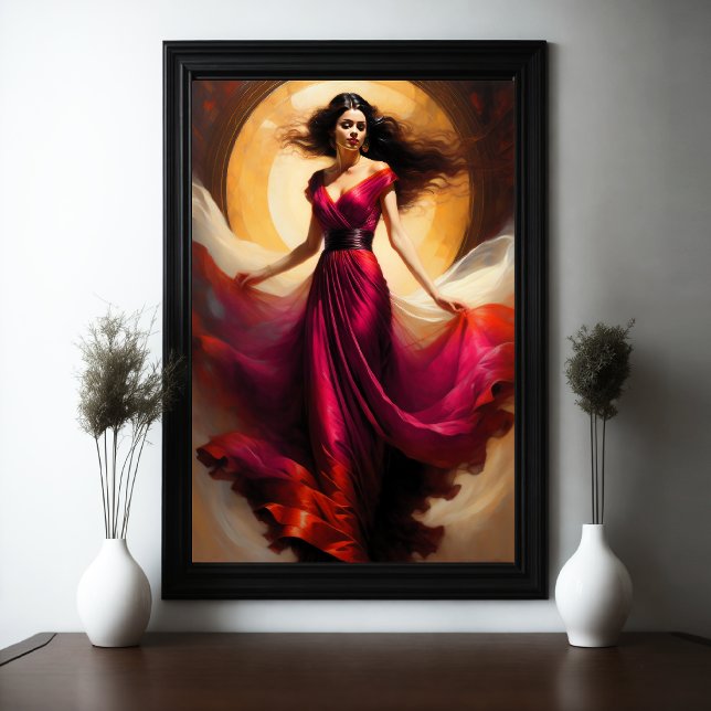 Painting Beautiful Woman Stunning Red Dress II Poster (Creator Uploaded)