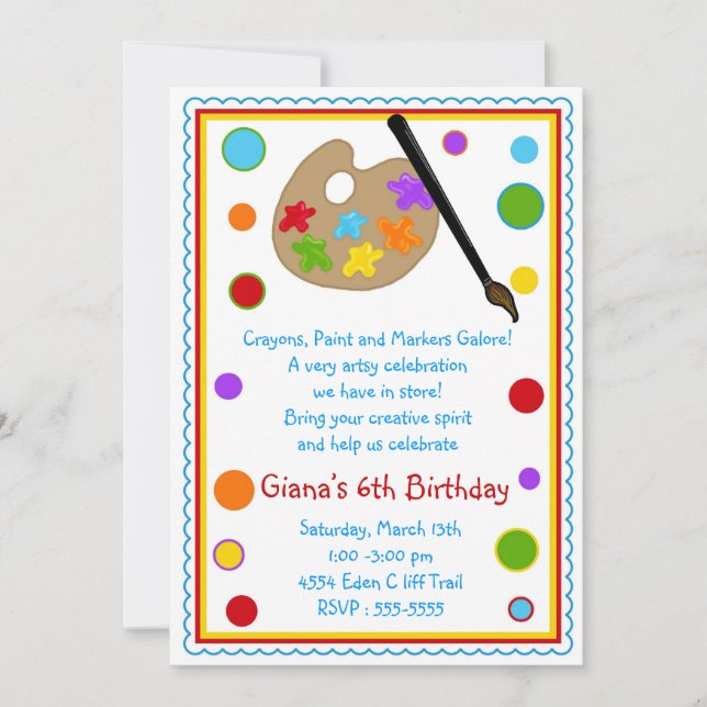 Painting Birthday Party Invitations (Front)