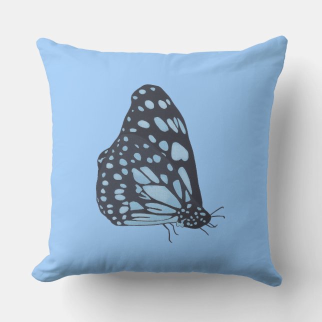 Painting Black Butterfly Blue Spots Custom Pillows (Front)