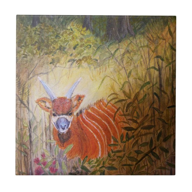Painting Bongo Antelope Tile (Front)