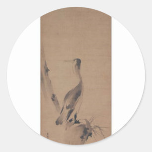 Painting by Miyamoto Musashi, c. 1600's Classic Round Sticker